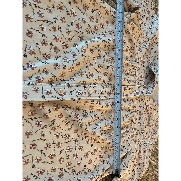 vintage Sears brown flowers long sleeve button up Blouse 70s retro size 18 - Picture 8 of 9